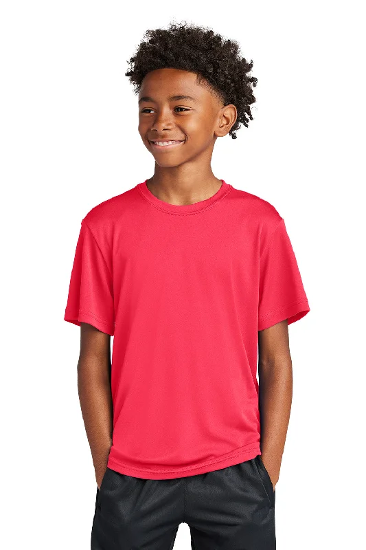 infant sleek t-shirts -Sport-Tek Youth Competitor Moisture Wicking Short Sleeve Crewneck T-Shirt - Hot Coral Pink