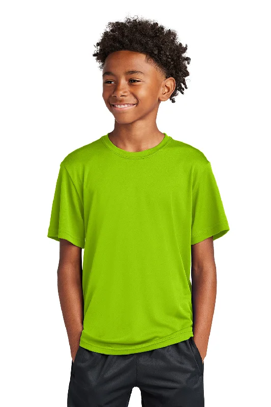 slate glow t-shirts -Sport-Tek Youth Competitor Moisture Wicking Short Sleeve Crewneck T-Shirt - Lime Shock Green