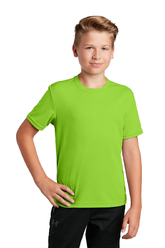 kiwi fade t-shirts -Sport-Tek Youth RacerMesh Moisture Wicking Short Sleeve Crewneck T-Shirt - Neon Green