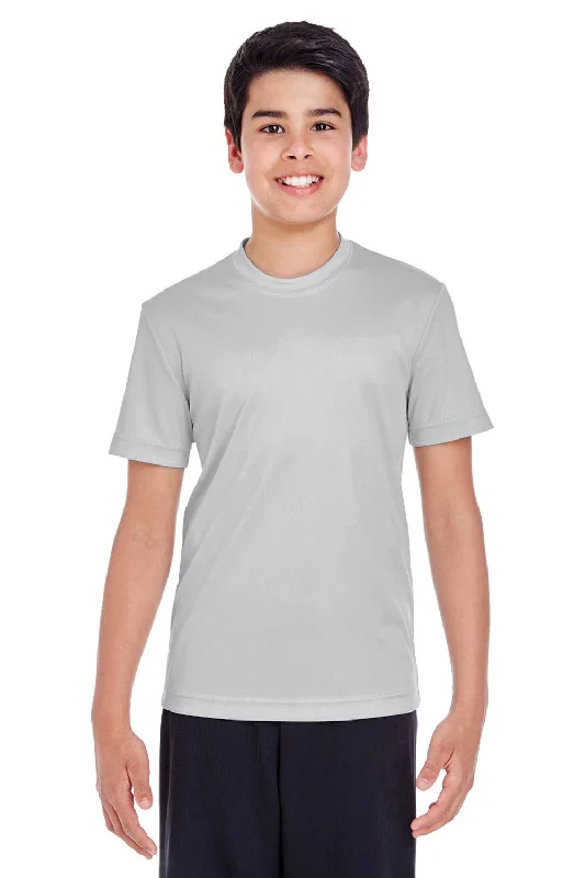 sage tactical t-shirts -Team 365 Youth Zone Performance Moisture Wicking Short Sleeve Crewneck T-Shirt - Silver Grey