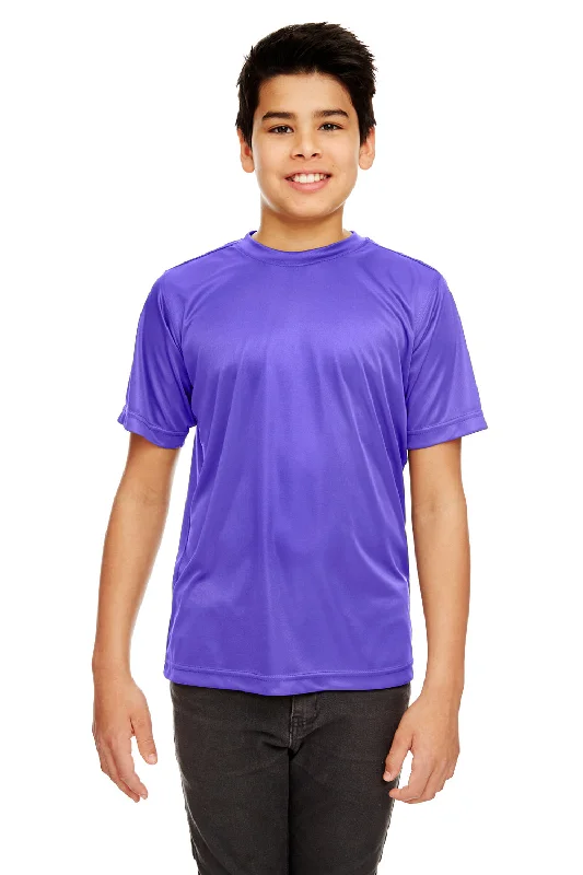 petite stretch t-shirts -UltraClub Youth Cool & Dry Performance Moisture Wicking Short Sleeve Crewneck T-Shirt - Purple