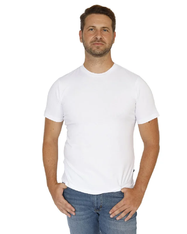 plus stretch t-shirts -White Cotton Crew Neck T-Shirt