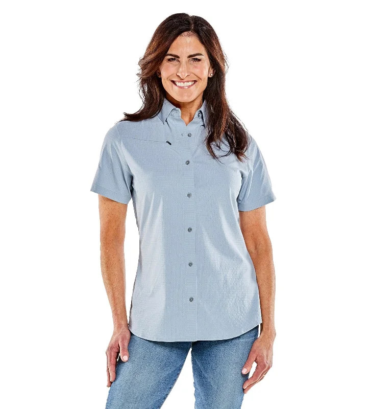 vented cozy t-shirts -Women's Naturalist Woven Short Sleeve Shirt