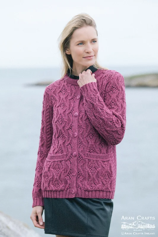 cropped cardigan wanderlust vibe -Aran - Killiney Cardigan - Magneta