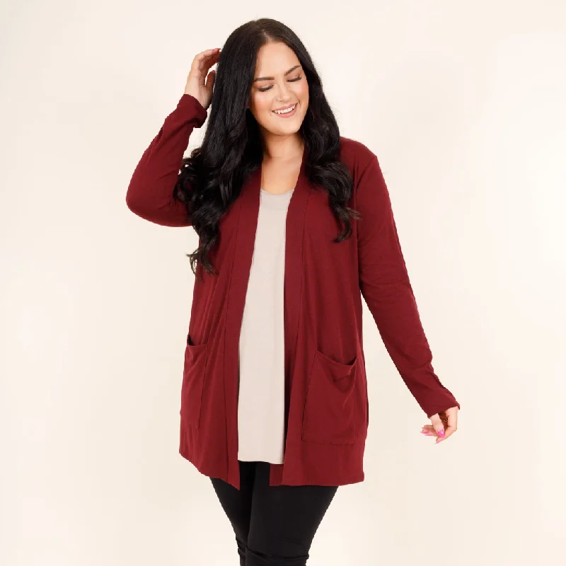 chevron-linen cardigan dynamic -Kindness and Compassion Cardigan, Burgundy