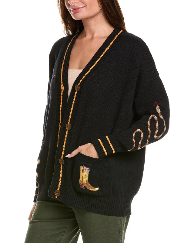 cardigan with draped piping -Minnie Rose Novelty Oversized Cashmere-Blend Cardigan