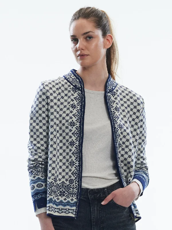 cardigan with mesh studs -Dale of Norway - Solfrid Women's Jacket - Navy