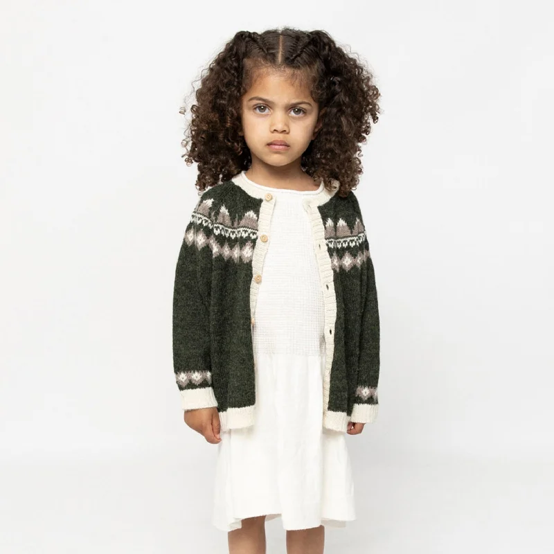 cardigan men rugged splice -Baby & Kids Alpaca Mountain Cardigan - Moss Green