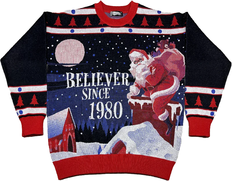 silk-ramie pullover sweater airy -Believer Since 1980 Knitted Christmas Sweater