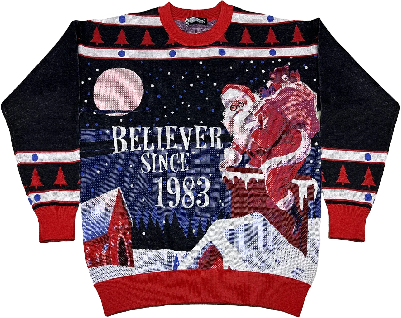 tweed-jute pullover sweater classic -Believer Since 1983 Knitted Christmas Sweater