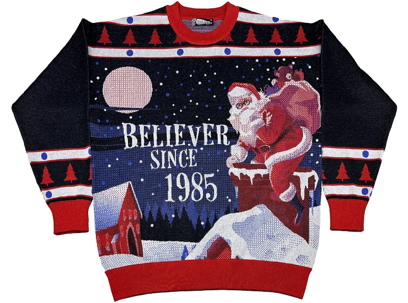 cropped pullover sweater trek vibe -Believer Since 1985 Knitted Christmas Sweater