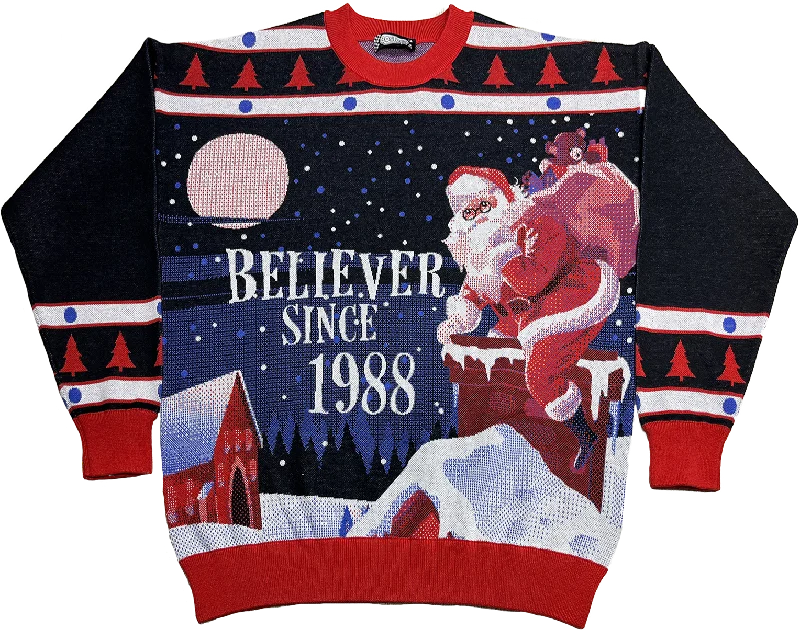 pullover sweater men trail check -Believer Since 1988 Knitted Christmas Sweater