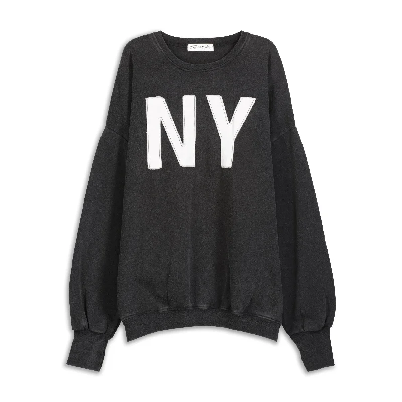 pullover sweater with lattice trim -Big In NY - Jump Jumper - Black Snow