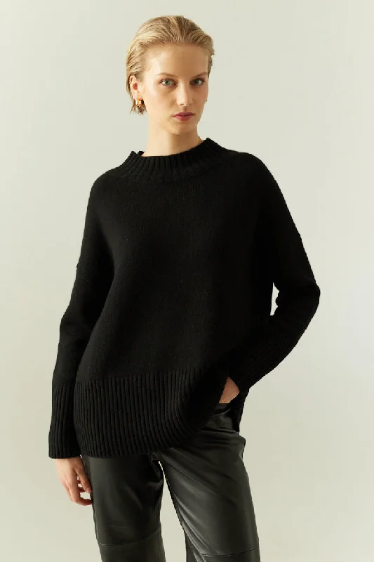 pullover sweater women misty fern -Black Cashmere Comfort Sweater