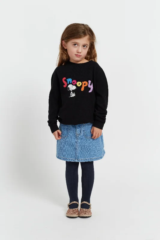 pullover sweater women soft marigold -Black Wool-Cashmere Kid's Snoopy Sweater