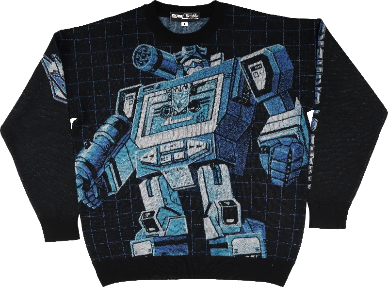 pullover sweater men outback twill -Box Art Soundwave Transformers Knitted Sweater