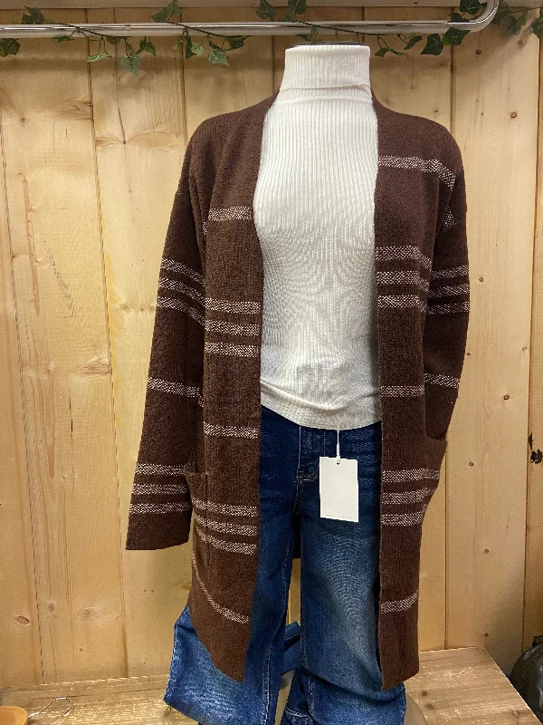 cardigan teens solar ochre -Brown Striped Cardigan