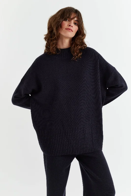 pullover sweater kids starry mesa -Navy Cashmere Comfort Sweater