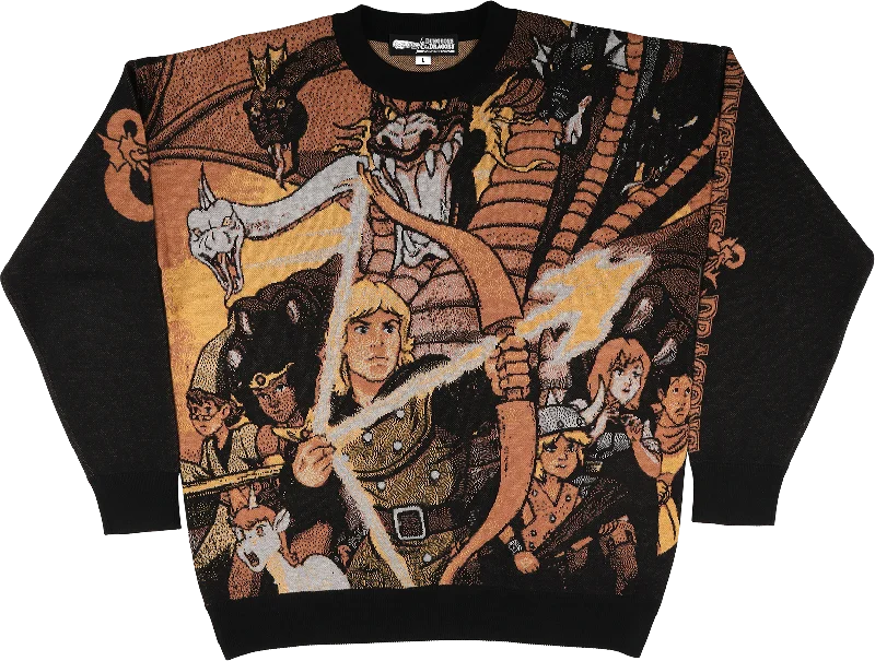 pullover sweater men nomad grid -Cartoon Characters Dungeons & Dragons Knitted Sweater