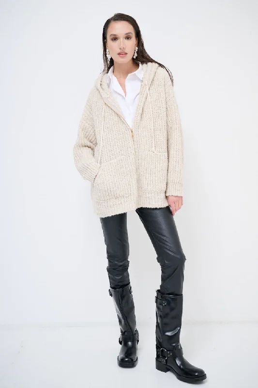 sienna cardigan earthy shine -Chunky knit hooded cardigan wholesale