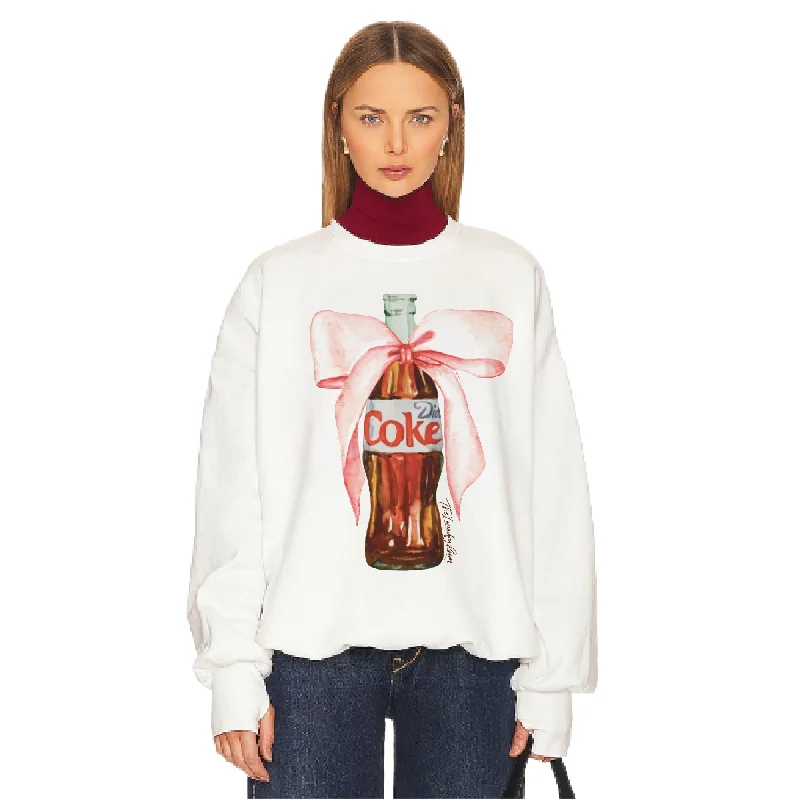 leather-ramie pullover sweater hybrid -Diet Coke Bow - Short Jumper - White