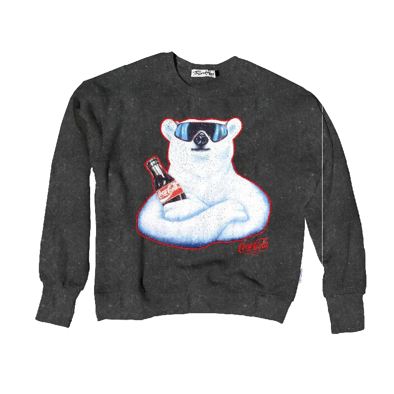 pullover sweater women soft citron -Coca Cola Polar Bear - Classic Crewneck Sweater - Black Snow