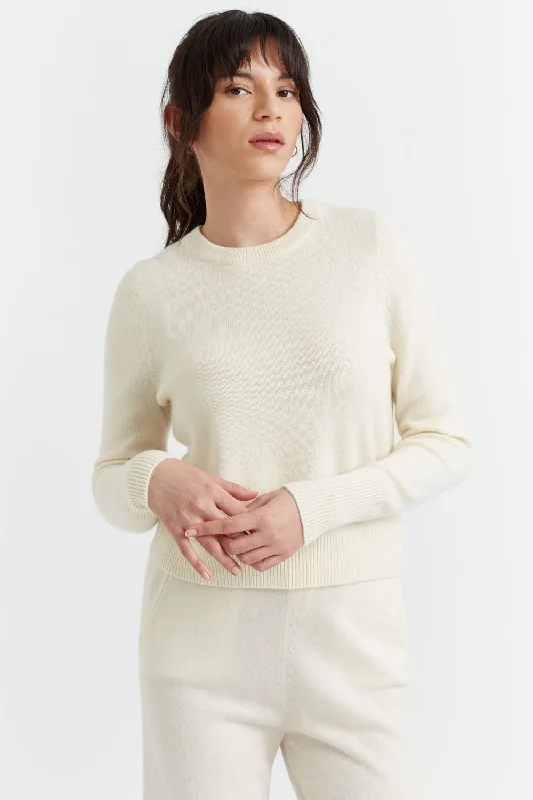 pullover sweater men outback splice -Cream Cashmere Cropped Sweater