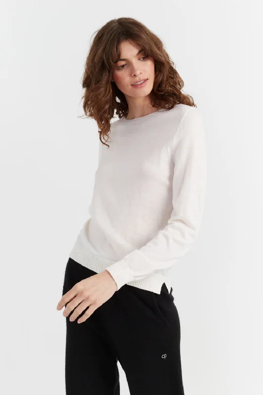 ribbed-ramie pullover sweater texture -Cream Pure Merino Sweater