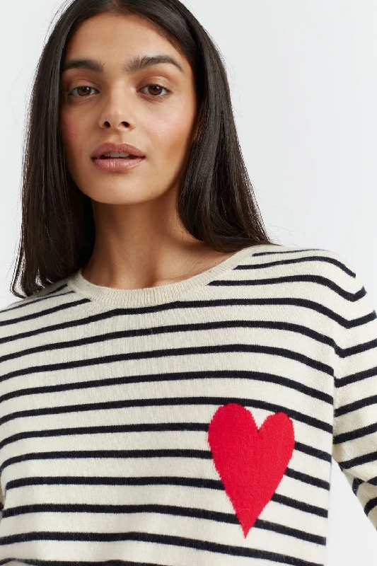 clove pullover sweater rich hue -Cream-Navy Breton Heart Wool-Cashmere Sweater