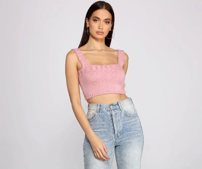 pullover sweater teens solar sage -Cute And Chic Sweater Knit Crop Top