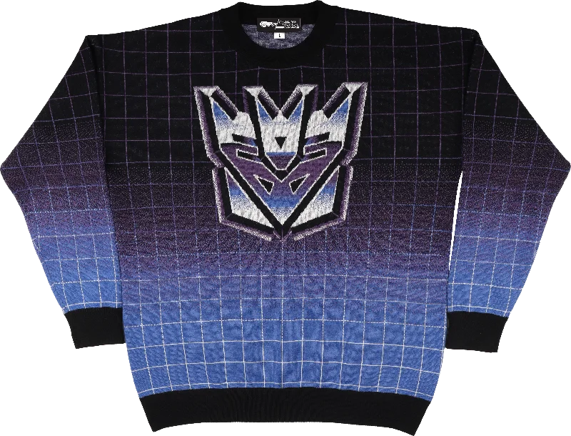 pullover sweater with twisted hem -Decepticons Logo Transformers Knitted Sweater