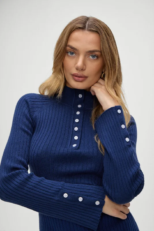 saffron pullover sweater vibrant glow -Duke Sweater - Midnight Blue