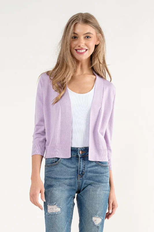 tweed-linen cardigan classic -Essential Cardigan I Lilac