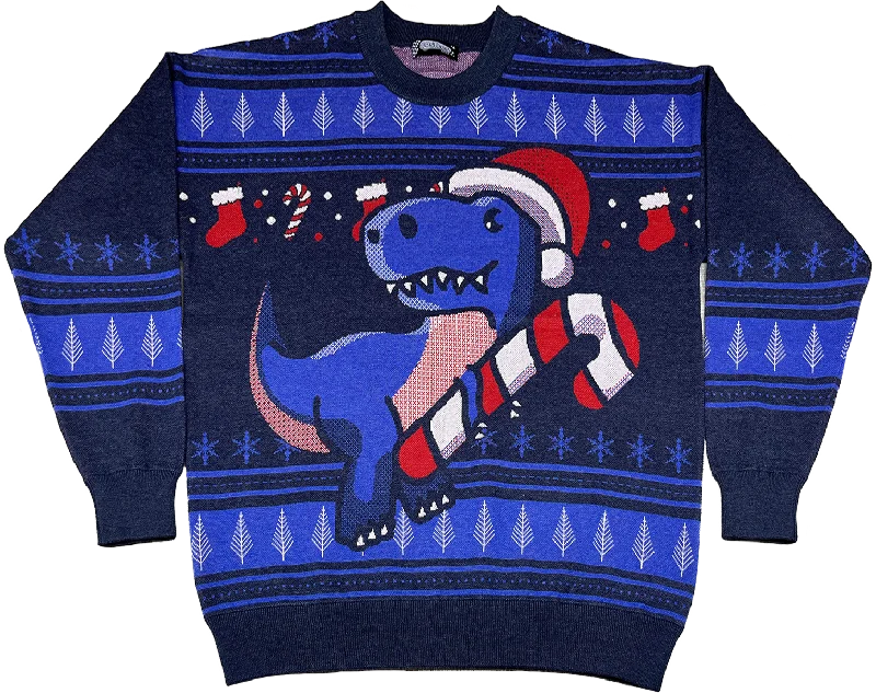 pullover sweater teens solar dune -Festive Dinosaur Knitted Christmas Sweater