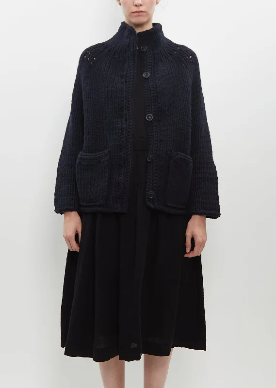 tweed-blend cardigan classic -Wool Cardigan — Navy