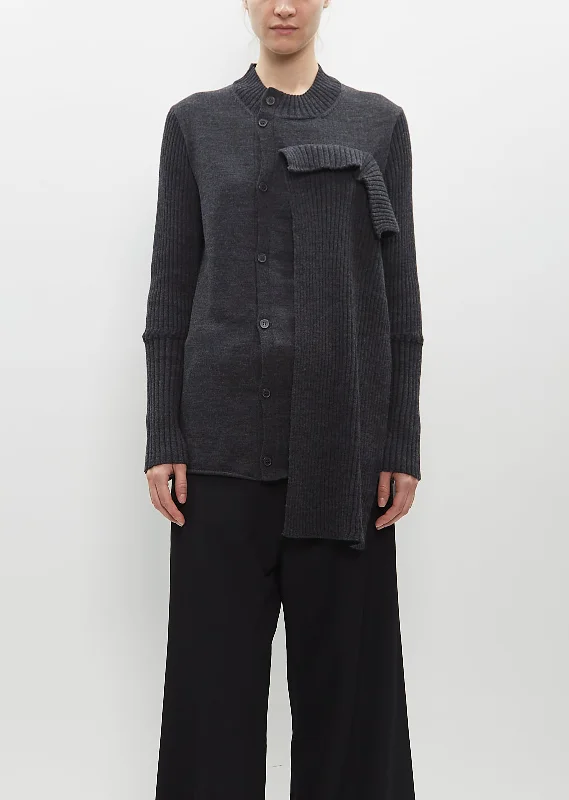 cardigan with draped piping -Front Drape Cloth Cardigan