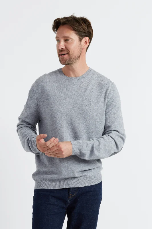 pullover sweater with ruched trim -Grey Wool-Cashmere Elbow Patch Men's Sweater