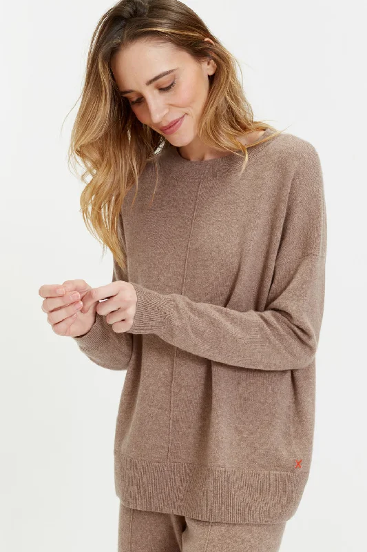 pullover sweater with draped hem -Hazel Wool-Cashmere Slouchy Sweater