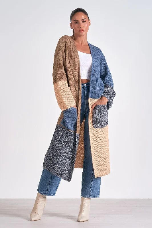 cardigan women misty fern -Patchwork duster cardigan