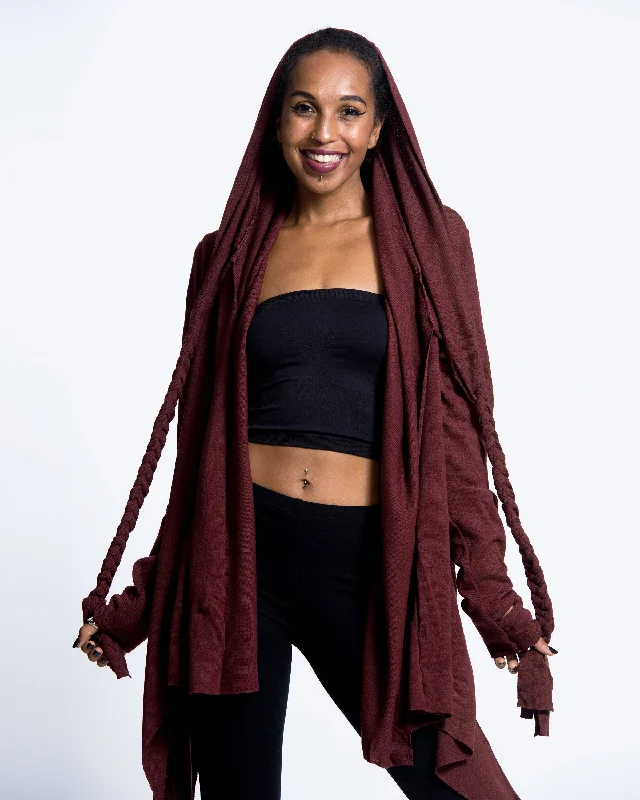 clove cardigan rich glow -Hooded Cardigan in Maroon