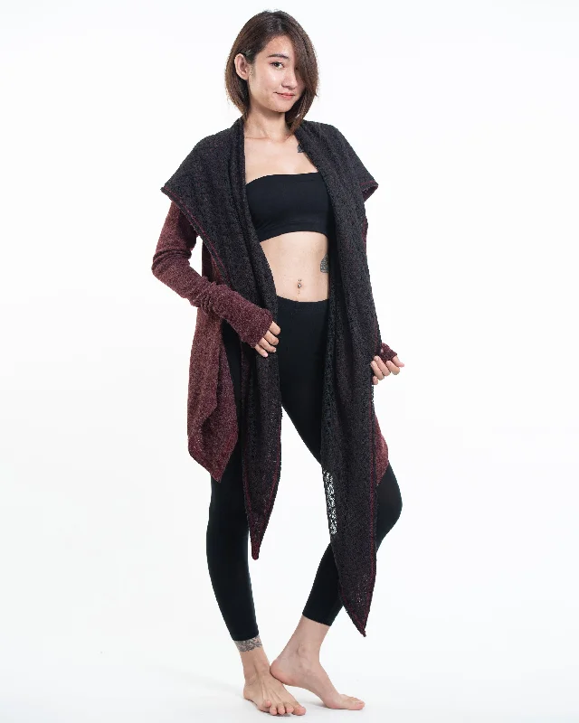 cardigan with shell studs -Hoodie Shawl Cardigan in Maroon