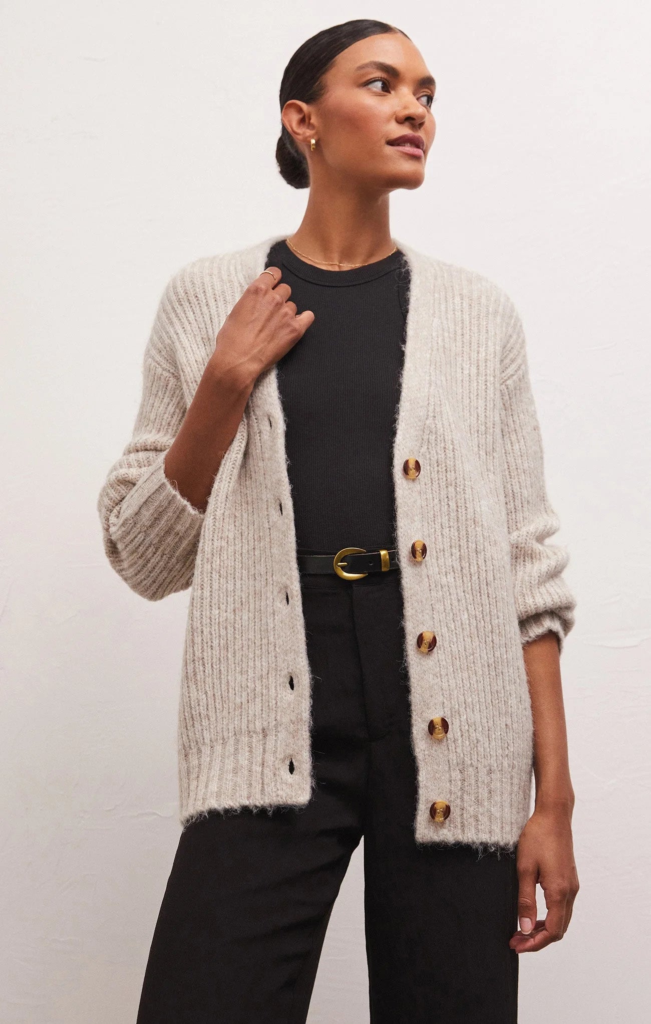 cardigan with lattice piping -Josie Cozy Cardigan