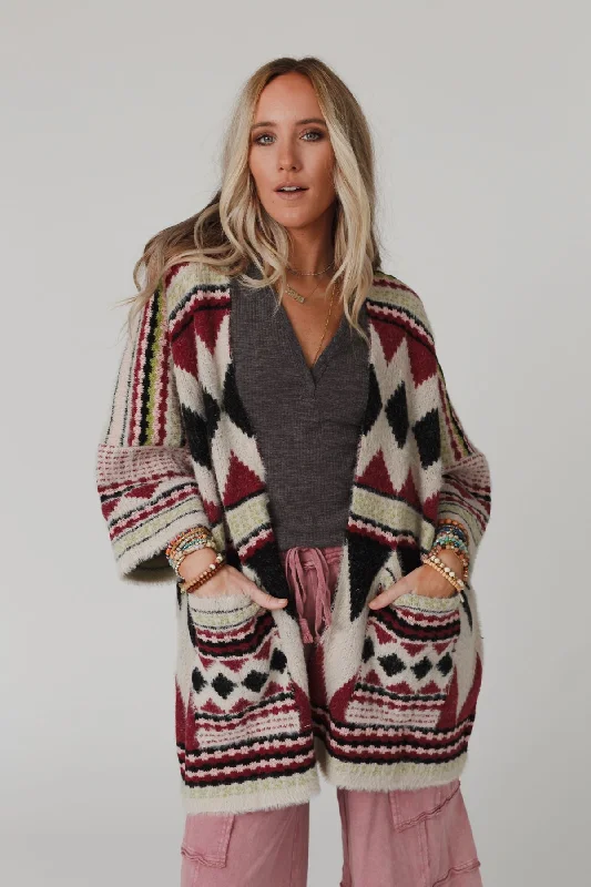 clove cardigan rich glow -Keep It Up Oversized Cardigan - Berry