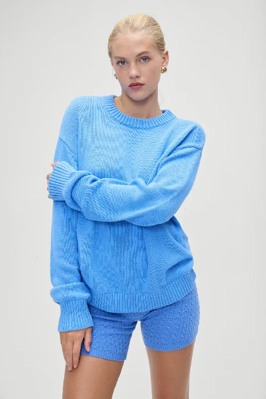 cropped pullover sweater trek vibe -Kip Oversized Sweater - Blue Moon