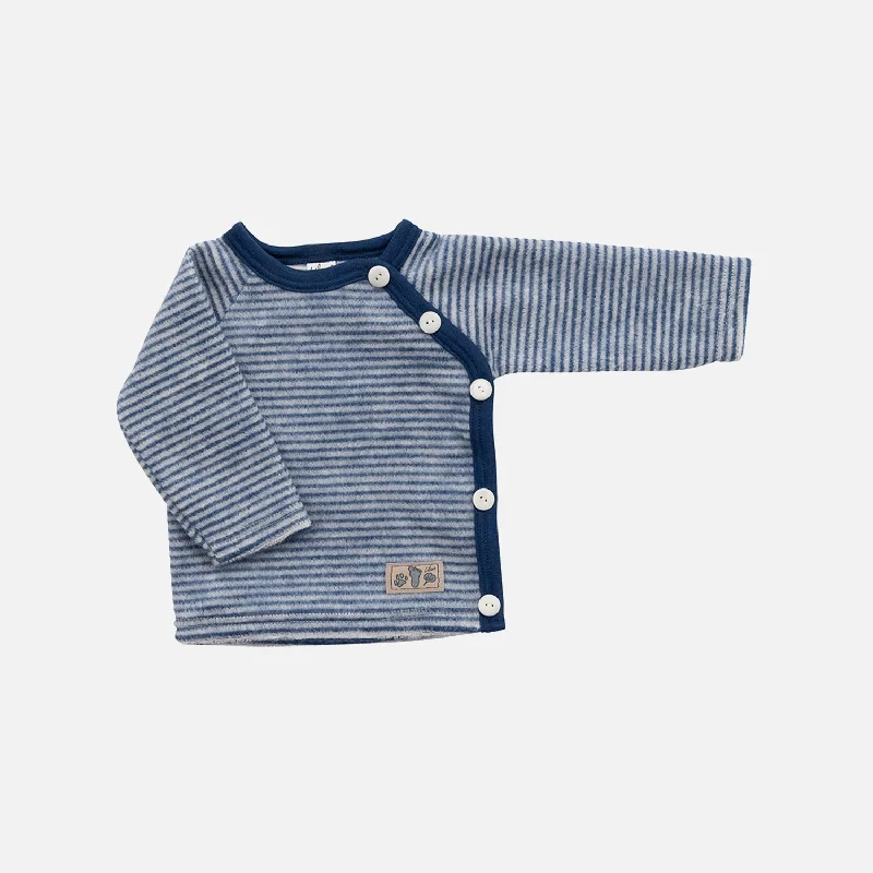 cardigan kids starry dune -Baby Merino Wool Brushed Terry Wrap Cardigan - Navy/Natural