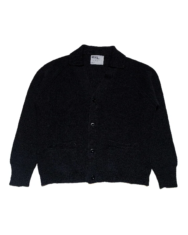 mulberry cardigan deep glow -MHL Collared Cardigan Virgin Wool Ink