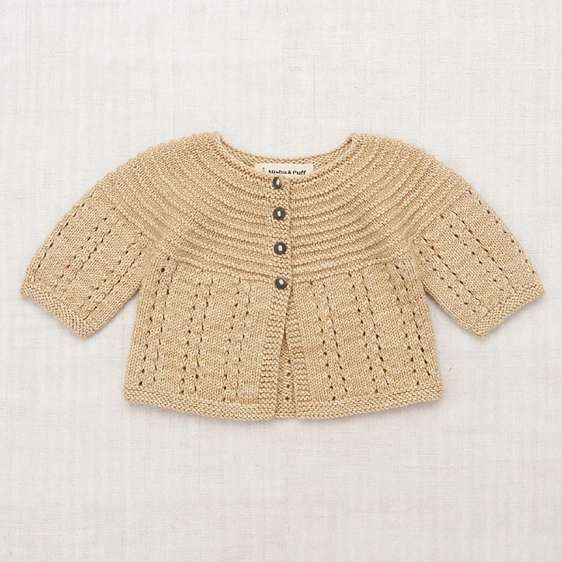 cardigan men outback twill -Baby Hand Knit Merino Wool Pram Cardigan - Alabaster