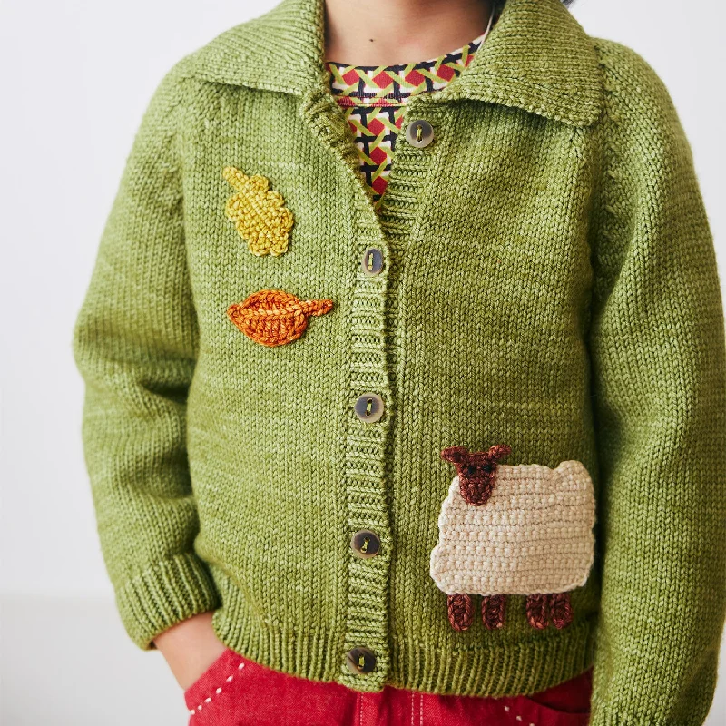 cardigan with glitter studs -Merino Wool Meadow Motley Cardigan - Sprig