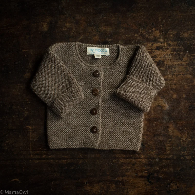 silk-jute cardigan luxe blend -Baby Hand Knit Alpaca Cardigan - Brown