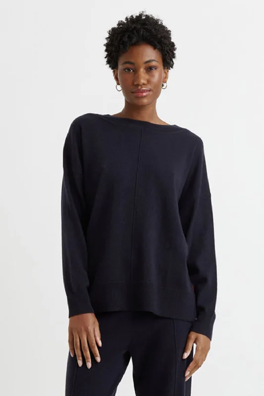 jute-ramie pullover sweater rustic -Navy Wool-Cashmere Slouchy Sweater